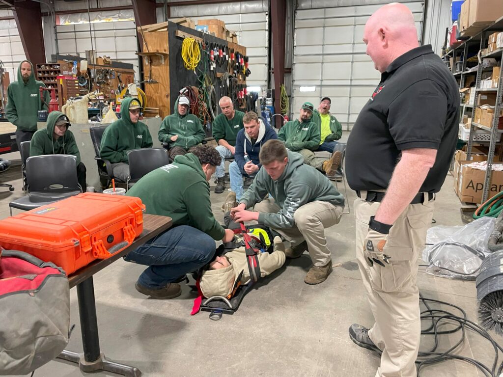 Working on jobsites compromised by disasters, ongoing remediation excavations, and spill responses with bridges and embankments, our staff trains for fall protection and recovery.